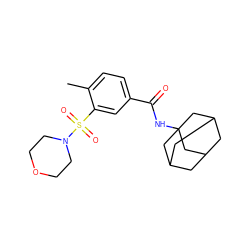 Cc1ccc(C(=O)NC23CC4CC(CC(C4)C2)C3)cc1S(=O)(=O)N1CCOCC1 ZINC000007608295