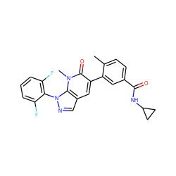 Cc1ccc(C(=O)NC2CC2)cc1-c1cc2cnn(-c3c(F)cccc3F)c2n(C)c1=O ZINC000043200943