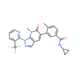 Cc1ccc(C(=O)NC2CC2)cc1-c1cc2cnn(-c3ncccc3C(F)(F)F)c2n(C)c1=O ZINC000049067404