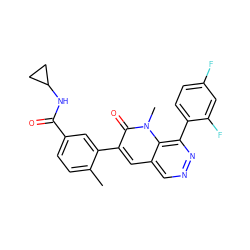 Cc1ccc(C(=O)NC2CC2)cc1-c1cc2cnnc(-c3ccc(F)cc3F)c2n(C)c1=O ZINC000064416728