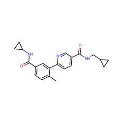 Cc1ccc(C(=O)NC2CC2)cc1-c1ccc(C(=O)NCC2CC2)cn1 ZINC000044676220