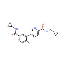 Cc1ccc(C(=O)NC2CC2)cc1-c1ccc(C(=O)NCC2CC2)nc1 ZINC000071280957