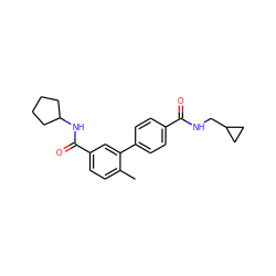 Cc1ccc(C(=O)NC2CCCC2)cc1-c1ccc(C(=O)NCC2CC2)cc1 ZINC000040405835