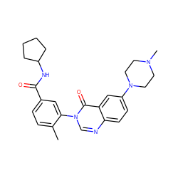 Cc1ccc(C(=O)NC2CCCC2)cc1-n1cnc2ccc(N3CCN(C)CC3)cc2c1=O ZINC000084651927