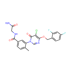 Cc1ccc(C(=O)NCC(N)=O)cc1-n1cnc(OCc2ccc(F)cc2F)c(Cl)c1=O ZINC000072170962