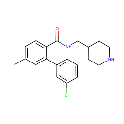 Cc1ccc(C(=O)NCC2CCNCC2)c(-c2cccc(Cl)c2)c1 ZINC000049035555