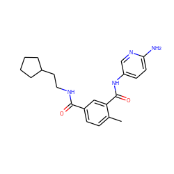 Cc1ccc(C(=O)NCCC2CCCC2)cc1C(=O)Nc1ccc(N)nc1 ZINC000020148996