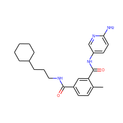 Cc1ccc(C(=O)NCCCC2CCCCC2)cc1C(=O)Nc1ccc(N)nc1 ZINC000040422551