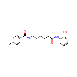 Cc1ccc(C(=O)NCCCCCC(=O)Nc2ccccc2O)cc1 ZINC000117588598