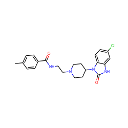 Cc1ccc(C(=O)NCCN2CCC(n3c(=O)[nH]c4cc(Cl)ccc43)CC2)cc1 ZINC000040955562