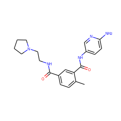 Cc1ccc(C(=O)NCCN2CCCC2)cc1C(=O)Nc1ccc(N)nc1 ZINC000040980980