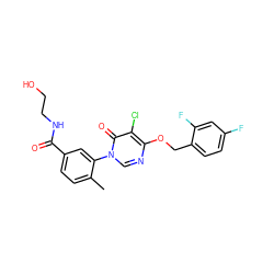 Cc1ccc(C(=O)NCCO)cc1-n1cnc(OCc2ccc(F)cc2F)c(Cl)c1=O ZINC000038240313