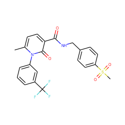 Cc1ccc(C(=O)NCc2ccc(S(C)(=O)=O)cc2)c(=O)n1-c1cccc(C(F)(F)F)c1 ZINC000114091512