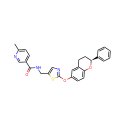 Cc1ccc(C(=O)NCc2cnc(Oc3ccc4c(c3)CC[C@@H](c3ccccc3)O4)s2)cn1 ZINC000169710515