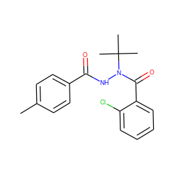 Cc1ccc(C(=O)NN(C(=O)c2ccccc2Cl)C(C)(C)C)cc1 ZINC000103200376