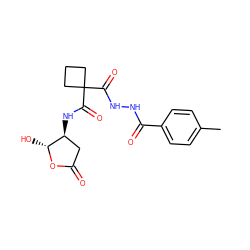 Cc1ccc(C(=O)NNC(=O)C2(C(=O)N[C@H]3CC(=O)O[C@@H]3O)CCC2)cc1 ZINC000036092963