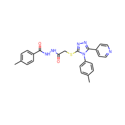 Cc1ccc(C(=O)NNC(=O)CSc2nnc(-c3ccncc3)n2-c2ccc(C)cc2)cc1 ZINC000000886465