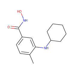 Cc1ccc(C(=O)NO)cc1NC1CCCCC1 ZINC000653844006