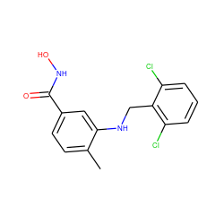 Cc1ccc(C(=O)NO)cc1NCc1c(Cl)cccc1Cl ZINC001772596734