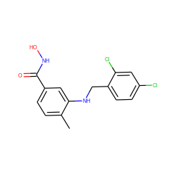 Cc1ccc(C(=O)NO)cc1NCc1ccc(Cl)cc1Cl ZINC001772643334