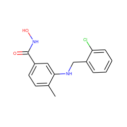 Cc1ccc(C(=O)NO)cc1NCc1ccccc1Cl ZINC001772624162