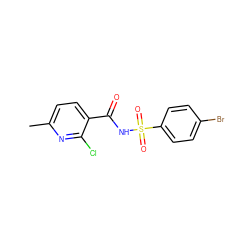 Cc1ccc(C(=O)NS(=O)(=O)c2ccc(Br)cc2)c(Cl)n1 ZINC000073197405