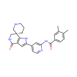 Cc1ccc(C(=O)Nc2cc(-c3cc4c([nH]3)[C@@]3(CCCNC3)CNC4=O)ccn2)cc1C ZINC000073223714