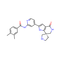 Cc1ccc(C(=O)Nc2cc(-c3cc4c([nH]3)[C@@]3(CCNC3)CNC4=O)ccn2)cc1C ZINC000073240297