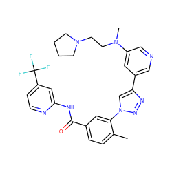 Cc1ccc(C(=O)Nc2cc(C(F)(F)F)ccn2)cc1-n1cc(-c2cncc(N(C)CCN3CCCC3)c2)nn1 ZINC000224261471