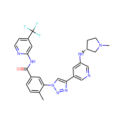 Cc1ccc(C(=O)Nc2cc(C(F)(F)F)ccn2)cc1-n1cc(-c2cncc(N[C@@H]3CCN(C)C3)c2)nn1 ZINC000199377536