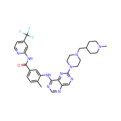 Cc1ccc(C(=O)Nc2cc(C(F)(F)F)ccn2)cc1Nc1ncnc2cnc(N3CCN(CC4CCN(C)CC4)CC3)nc12 ZINC000148331454