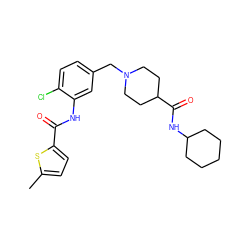 Cc1ccc(C(=O)Nc2cc(CN3CCC(C(=O)NC4CCCCC4)CC3)ccc2Cl)s1 ZINC001772651982