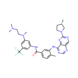 Cc1ccc(C(=O)Nc2cc(N(C)CCN(C)C)cc(C(F)(F)F)c2)cc1Nc1ncnc2cnc(N3CC[C@H](F)C3)nc12 ZINC000148297564