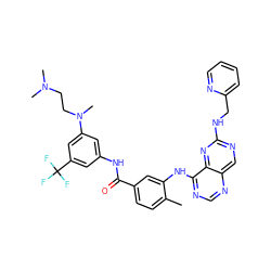 Cc1ccc(C(=O)Nc2cc(N(C)CCN(C)C)cc(C(F)(F)F)c2)cc1Nc1ncnc2cnc(NCc3ccccn3)nc12 ZINC000148171053