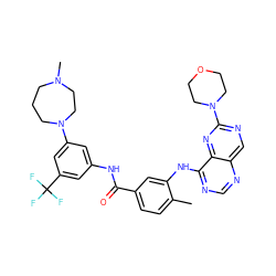 Cc1ccc(C(=O)Nc2cc(N3CCCN(C)CC3)cc(C(F)(F)F)c2)cc1Nc1ncnc2cnc(N3CCOCC3)nc12 ZINC000148308376