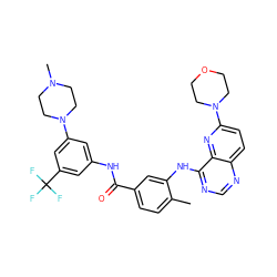 Cc1ccc(C(=O)Nc2cc(N3CCN(C)CC3)cc(C(F)(F)F)c2)cc1Nc1ncnc2ccc(N3CCOCC3)nc12 ZINC000068245925