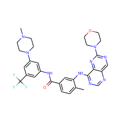 Cc1ccc(C(=O)Nc2cc(N3CCN(C)CC3)cc(C(F)(F)F)c2)cc1Nc1ncnc2cnc(N3CCOCC3)nc12 ZINC000148308140