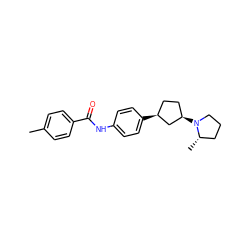 Cc1ccc(C(=O)Nc2ccc([C@H]3CC[C@@H](N4CCC[C@@H]4C)C3)cc2)cc1 ZINC000147013990