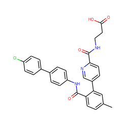 Cc1ccc(C(=O)Nc2ccc(-c3ccc(Cl)cc3)cc2)c(-c2ccc(C(=O)NCCC(=O)O)nc2)c1 ZINC000148251136