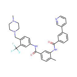 Cc1ccc(C(=O)Nc2ccc(CN3CCN(C)CC3)c(C(F)(F)F)c2)cc1NC(=O)c1cccc(-c2cccnc2)c1 ZINC001772615984