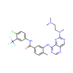 Cc1ccc(C(=O)Nc2ccc(Cl)c(C(F)(F)F)c2)cc1Nc1ncnc2cnc(N(C)CCN(C)C)nc12 ZINC000148204859