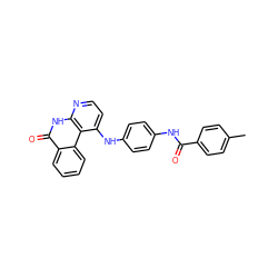 Cc1ccc(C(=O)Nc2ccc(Nc3ccnc4[nH]c(=O)c5ccccc5c34)cc2)cc1 ZINC000096269768