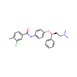 Cc1ccc(C(=O)Nc2ccc(O[C@@H](CCN(C)C)c3ccccc3)cc2)cc1Cl ZINC000169345074