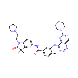 Cc1ccc(C(=O)Nc2ccc3c(c2)C(C)(C)C(=O)N3CCN2CCCC2)cc1Nc1ncnc2cnc(N3CCCCC3)nc12 ZINC000148197654