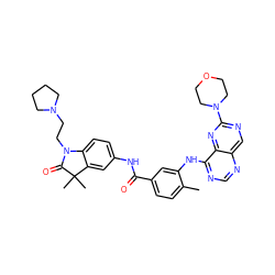 Cc1ccc(C(=O)Nc2ccc3c(c2)C(C)(C)C(=O)N3CCN2CCCC2)cc1Nc1ncnc2cnc(N3CCOCC3)nc12 ZINC000140621802