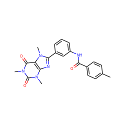 Cc1ccc(C(=O)Nc2cccc(-c3nc4c(c(=O)n(C)c(=O)n4C)n3C)c2)cc1 ZINC000073199230