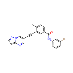 Cc1ccc(C(=O)Nc2cccc(Br)c2)cc1C#Cc1cnc2ccnn2c1 ZINC000095587840