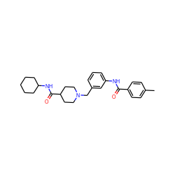 Cc1ccc(C(=O)Nc2cccc(CN3CCC(C(=O)NC4CCCCC4)CC3)c2)cc1 ZINC000210677848