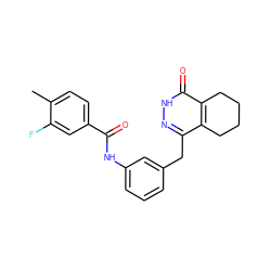 Cc1ccc(C(=O)Nc2cccc(Cc3n[nH]c(=O)c4c3CCCC4)c2)cc1F ZINC000167331149