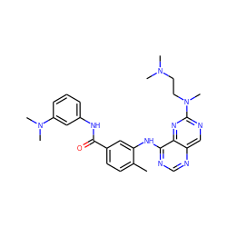 Cc1ccc(C(=O)Nc2cccc(N(C)C)c2)cc1Nc1ncnc2cnc(N(C)CCN(C)C)nc12 ZINC000148210253